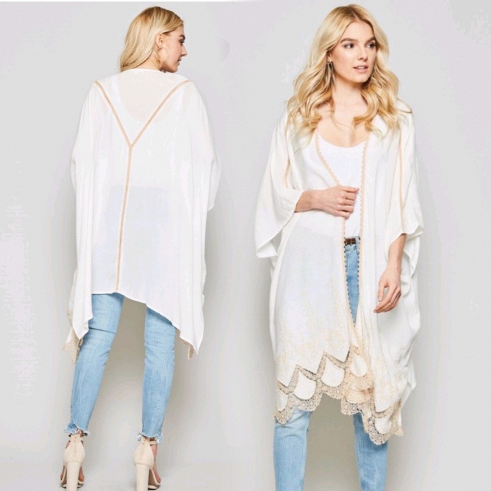 Last 1! New Gorgeous Lace Embroidered Kimono Cardi - Picture 3 of 4